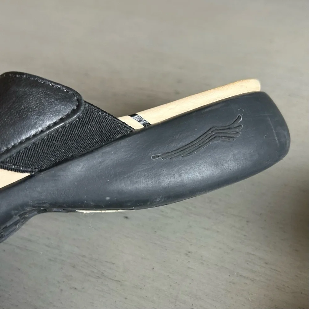 Dankso Women Leather Sandals Slide EU 38 US 7.5/8 Black Slip On Open Toe Strappy